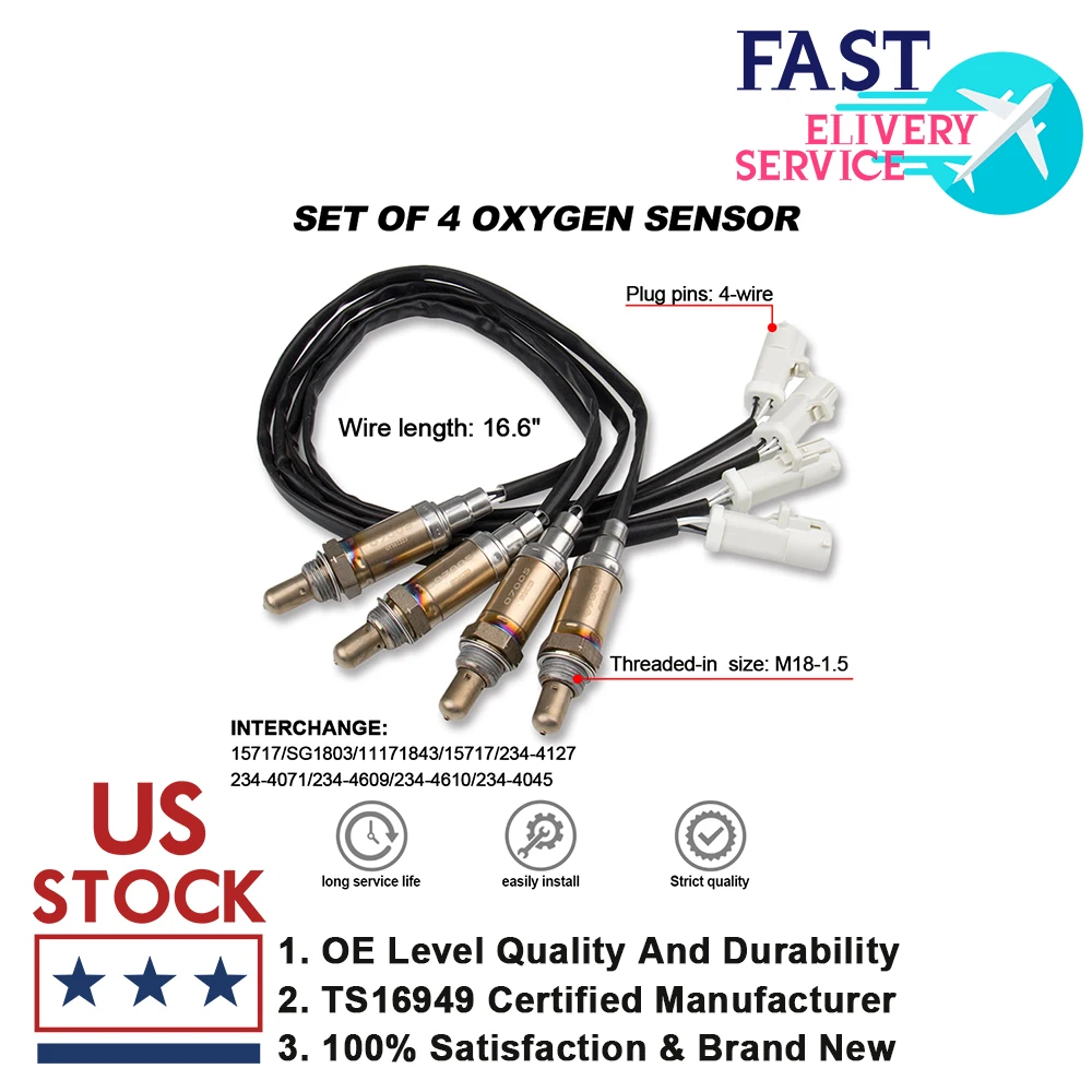 

Set Of High Performance New 4Pcs O2 Oxygen Sensors Downstream Upstream For Ford F-150 4.6L 5.4L V8 2001-2011