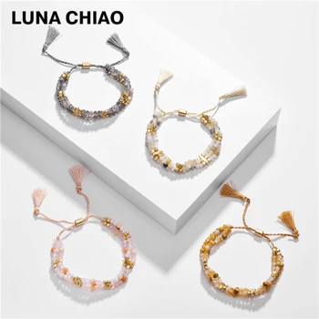 

LUNA CHIAO Strechable Layering Beaded Bracelets with Tassel Stackable Stacked Multi Strand Bracelet for Women