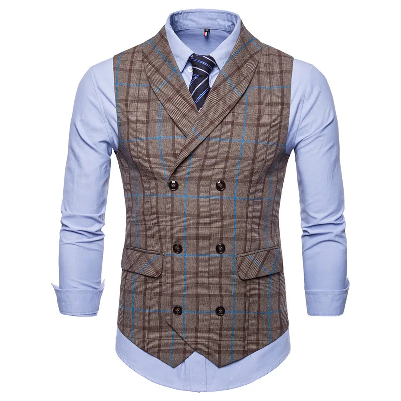 38.1       35、Men's suit vest spring and autumn new men's check double-breasted casual vest men's business casual office formal vest
