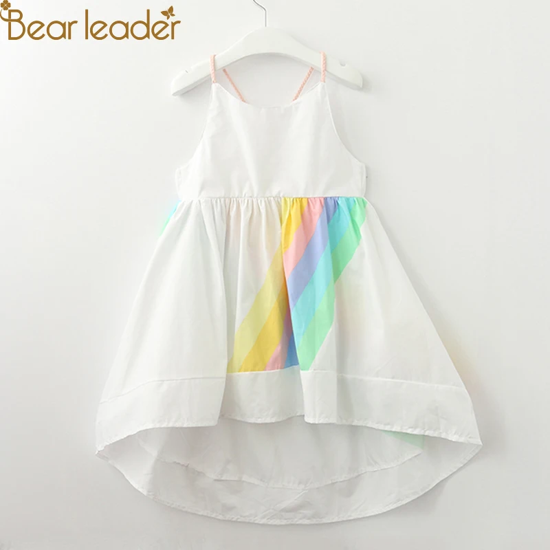 Bear leader/платья для девочек г. Новая летняя жилетка с радужным принтом платье для девочек модная одежда без рукавов для девочек от 2 до 6 лет