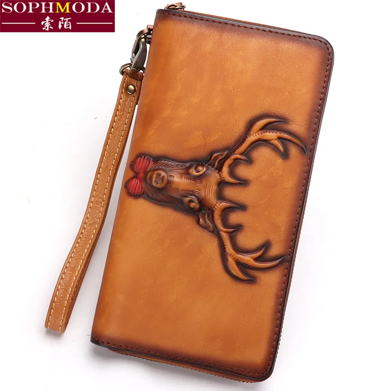 

★Женский модный кожаный кошелек ручной работы, кожаная сумочка, кошелек, женский кожаный кошелек, Женский Длинный кошелек на молнии, новинка 2021