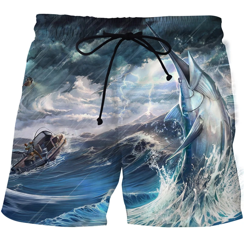 Pantalones cortos de playa con estampado para hombre, Shorts deportivos de la serie de peces marinos, bañadores de secado rápido informales para hombre|Pantalones cortos de surf| - AliExpress