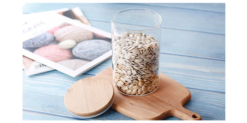 Пищевое герметичное стекло емкость для хранения пищевой контейнер кухонный бамбуковый покрытый высоким боросиликатом разное зерно бак для хранения