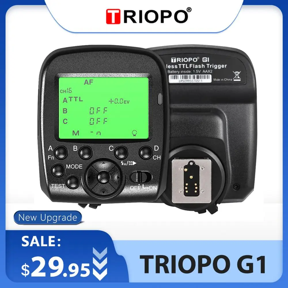 TRIOPO G1 Dual ttl inalas mbrico gatillo с панелью pantalla lcd pantalla 1/8000 s HSS 2,4G transmisión inalanmbrica 16 каналов