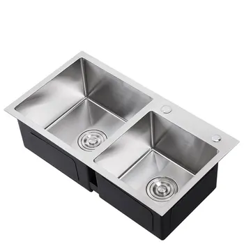 

3mm Thickness Kitchen Sink Double Bowl Brushed 304 Stainless Steel Kitchen Sinks Handmade Kitchen Decoration YUDA21