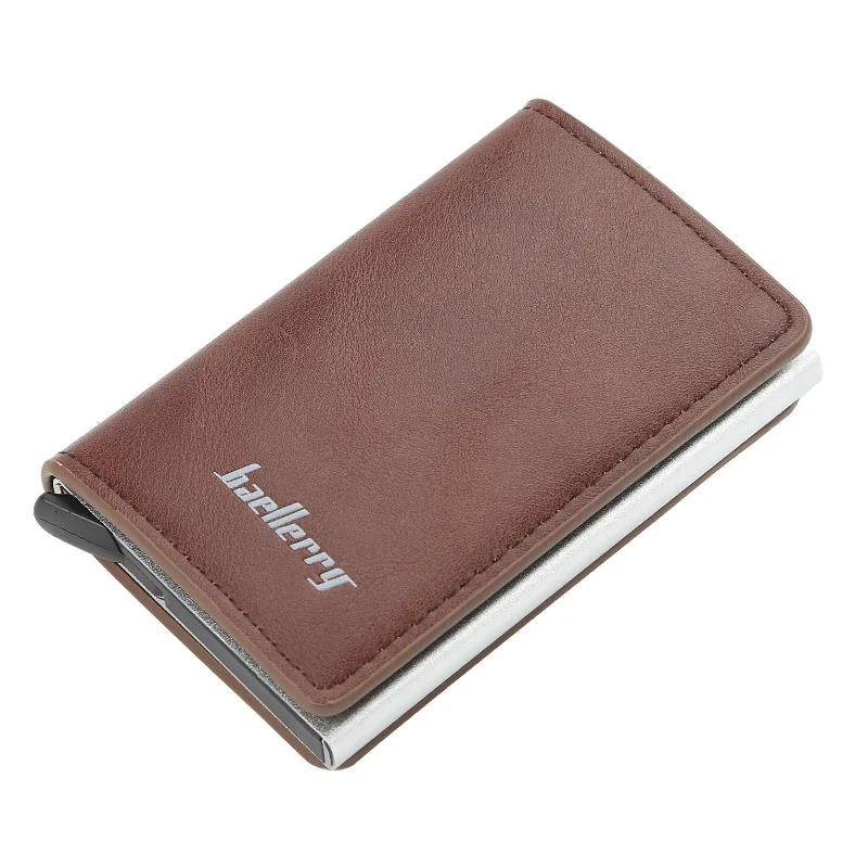 Мужской алюминиевый кошелек с задним карманом ID держатель для Карт RFID Блокировка мини тонкий металлический кошелек автоматический всплывающий кошелек для кредитных карт - Цвет: K9109 coffee
