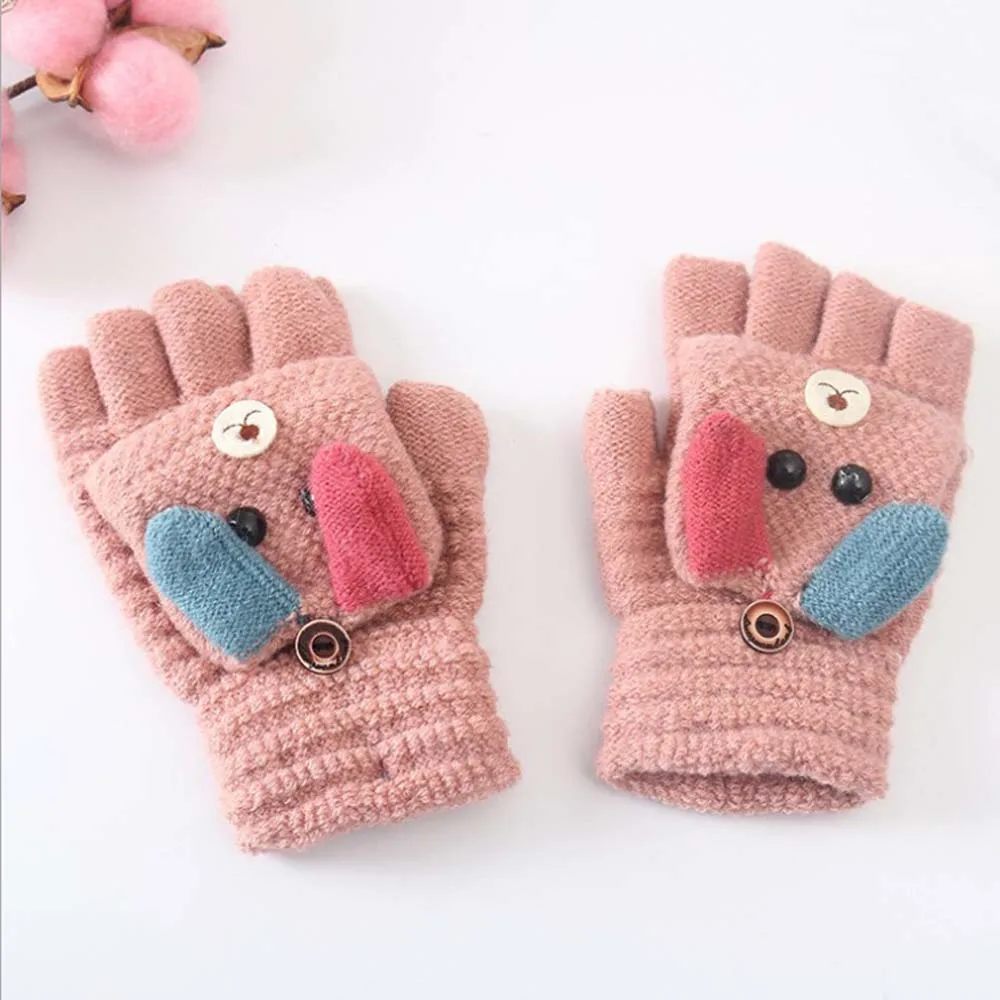 Детские зимние перчатки, Детские От 6 до 12 лет для мальчиков и девочек, полупальчиковые перчатки, теплые митенки детские вязаные перчатки