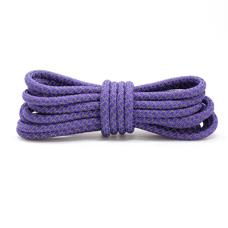 purple 100/120 см Длинные круглые светоотражающие шнурки для обуви, спортивные безопасные кроссовки с шнурками для ночных прогулок, беговые шнурки для женщин и мужчин - Цвет: purple