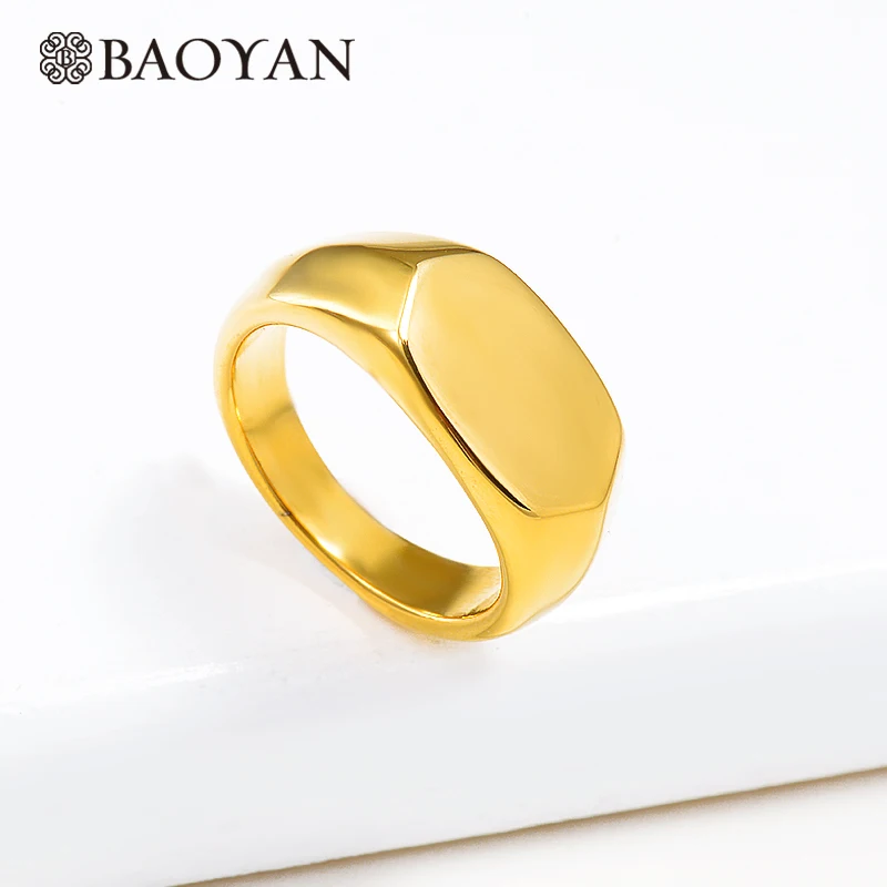 Baoyan винтажные большие золотые кольца на палец, шестигранное сердце, кольца из нержавеющей стали, модные титановые Свадебные обручальные кольца для мужчин и женщин