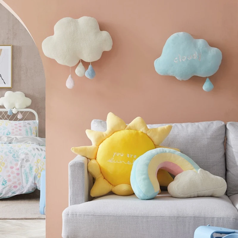 cute creative rainbow sun cloud plush toy stuffed sun cloudy natural weather soft doll home decoration pillow kids toys 2
