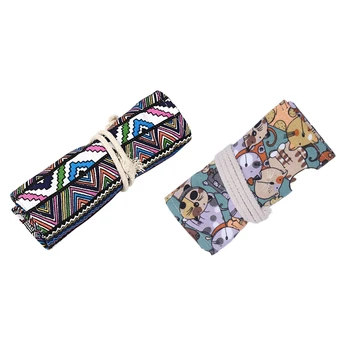 

HOT-Canvas Pencil Wrap,Travel Drawing Cute Cat Pencil Roll Organizer for Artist,Pencils Pouch Case Hold for Colored Pencils(NO P