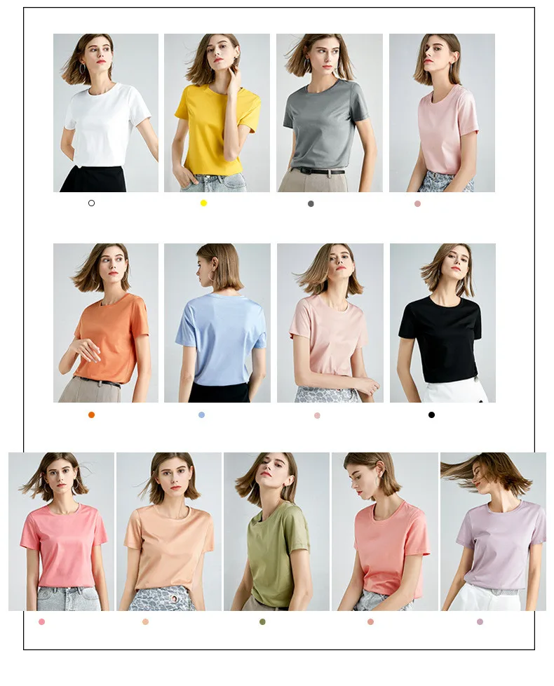 MRMT 2025 Brand New 80S Pure Cotton Women's T Shirt High Quality T-shirt for Female Short Sleeve V Collar Leisure Tops Tshirt