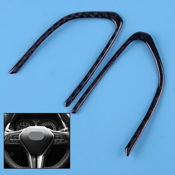 

beler Car Carbon Fiber Black Steering Wheel Button Frame Trim Fit for Infiniti Q50 Q50L 2018 2019