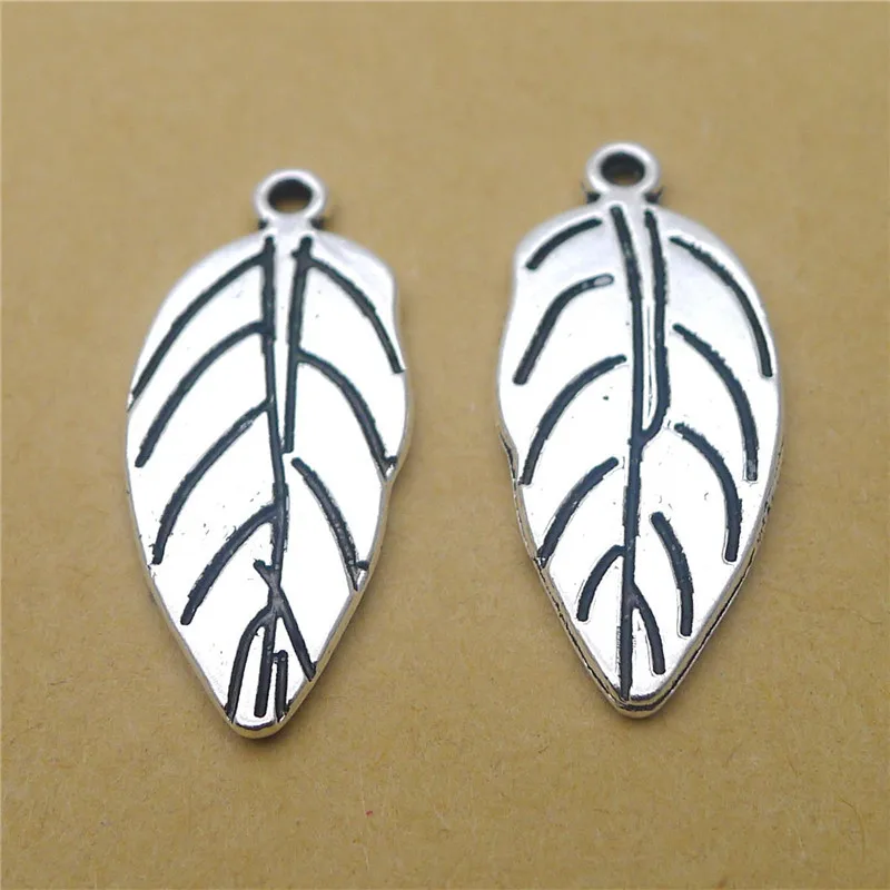 

100Pcs/lot Antique Silver Leaves Charms 30x13MM Metal Earring Charms Earring Accessories