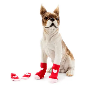 

X4 pcs Lovely Pet Puppy Soft Warm Socks Boots Winter Canvas Dog Shoes Small Dogs S-XL