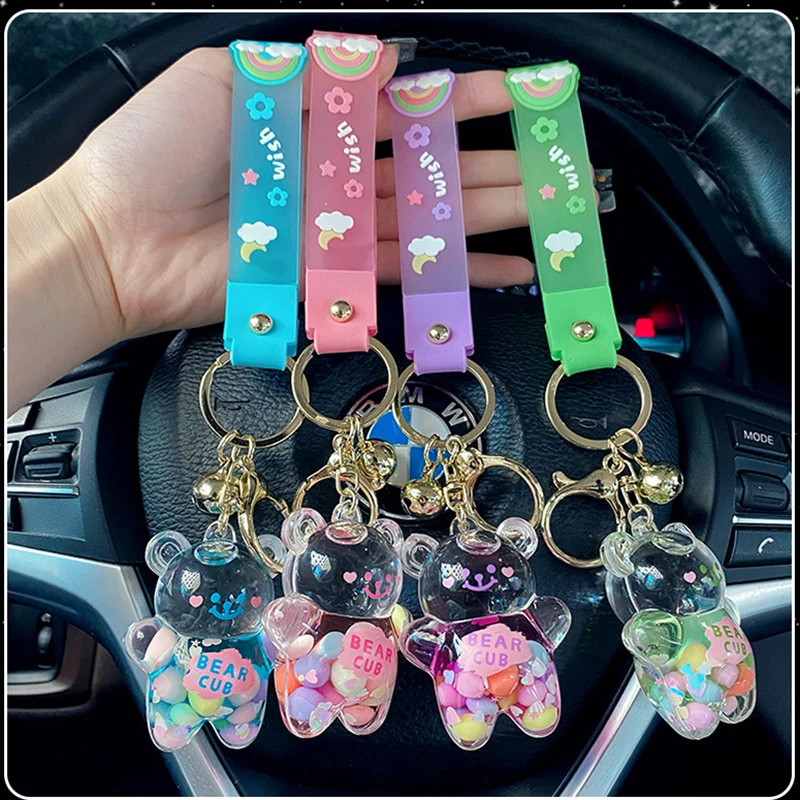 TOXI Mignon Huile Liquide Chubby Ours Quicksand Porte-clés Dessin Animé  Flottant Ballons Colorés Porte-clés Voiture Pendentif Porte-clés Cadeau  pour