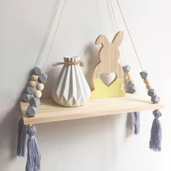 

Twine Wooden Wall Shelf Flower Pot Rack Nordic Style Storage Rack Room Storage Organization Swing Shelf Home Wall Hanging Decor