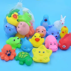 Jouets de bain animaux canard en caoutchouc pour bébé, 12 pièces, jeu d'eau de salle de bain pour enfants, son de pression flottant, jouets de bain couinants 