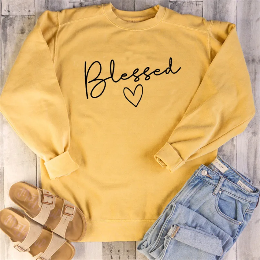 Women Sweatshirts Heart Print Hoodies Women Long Sleeve Top Autumn Sweatshirt Female Letter Pullovers Lady Top Sweatshirt