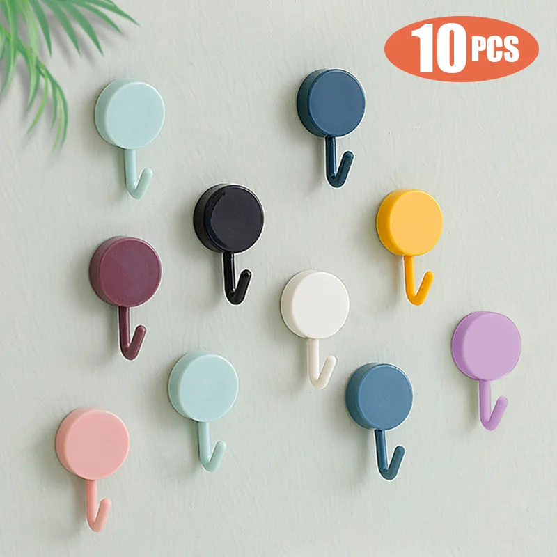 

10PCS Самоклеящиеся Настенные Крючки Сильные Кухня Хранения Липкие Крючки Полотенце Мешок Одежда Ванная Комната Дверь Вешалка Домашний Организатор Крючки