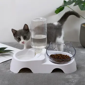 

Pet Cat Dual-use Bowl Transparent Automatic Water Dispenser Puppy Drinking Bottle Feeder Storage For Home Pet Dog Cats Container