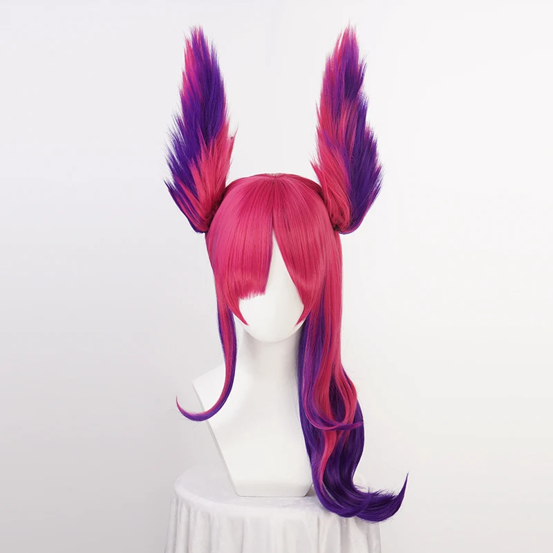 Peruca Cosplay LOL Star Guardian para mulheres, Xayah rebelde, cabelo sintético, peruca Game Cos com chip removível, rabo de cavalo e boné de peruca