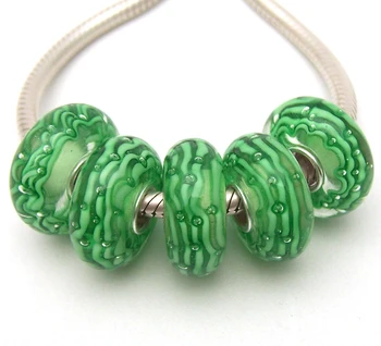 

JGWG1371 5X 100% Authenticity S925 Sterling Silver Beads Murano Glass beads Fit European Charms Bracelet diy jewelry Lampwork
