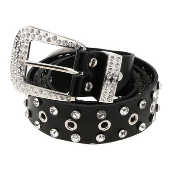 

Western Cowgirls Belt Rhinestone Studded Leather Waist Belt for Women