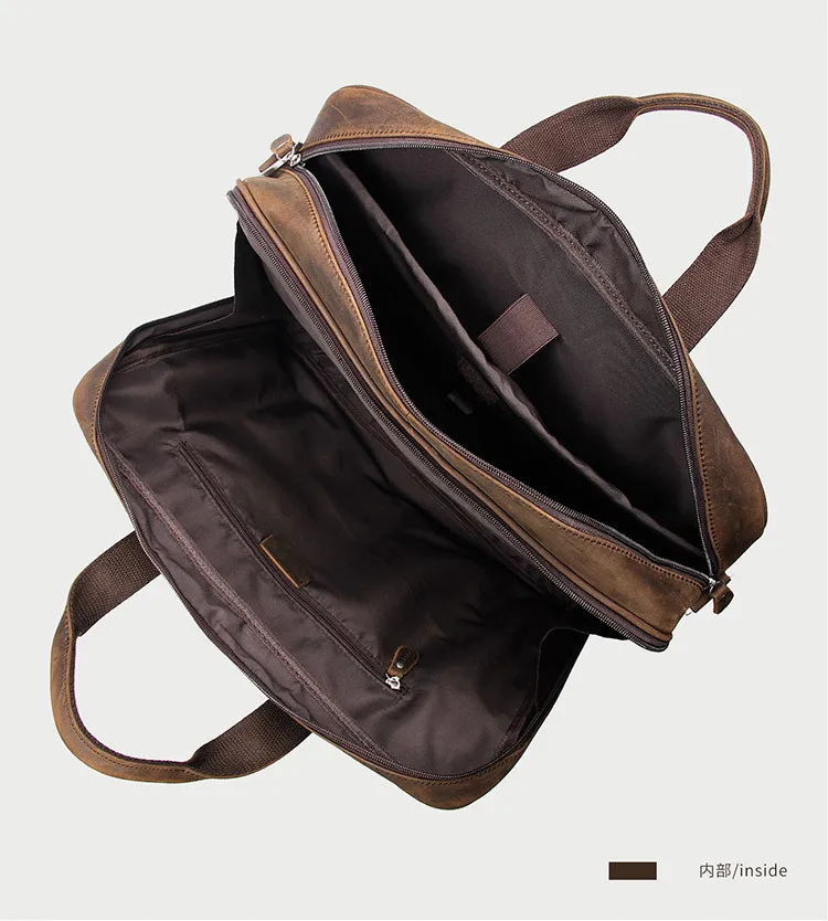 Briefcase Bag For Men Male Business Bag Vintage Designer Handbag Laptop Briefcase Crazy Horse Leather leather briefcase canvas briefcase