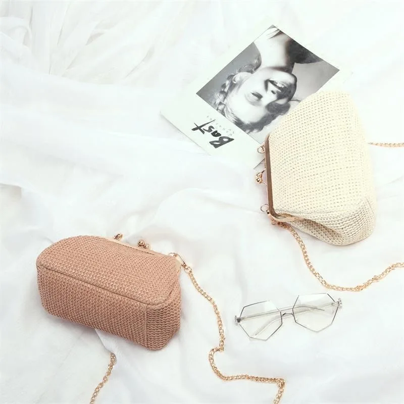 

Every Day Special Faux Straw Bag Mini Shell Summer Clip Bag Women's 2019 New Style Simple Crossbody Bag