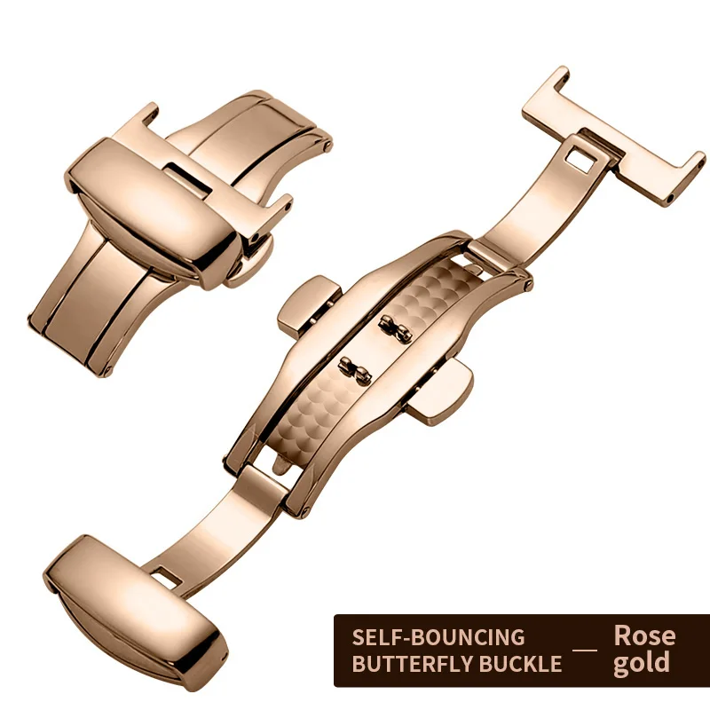 

FUYIJIA 2020 New watchband accessories butterfly double snap buckle 316 stainless steel vacuum plating watch buckle belt 12~22mm
