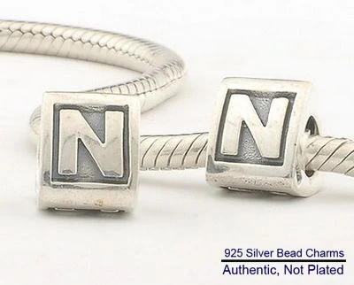 

DIY fits for Bracelets Alphabet N Charms 100% 925 Sterling Silver Beads Free Shipping