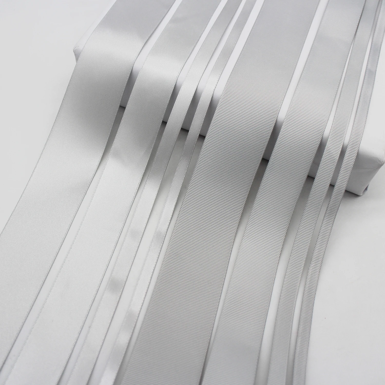 Shell Grey Solid Color Sliver Edge Satin Ribbon Polyester Grosgrain Ribbon Silk Tapes for DIY Making Accessories 5 Meter/Lot