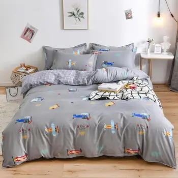 

fashion bedding set polyeter&cotton A/B double-sided pattern Simplicity Bed sheet, quilt cover pillowcase 3-4pcs