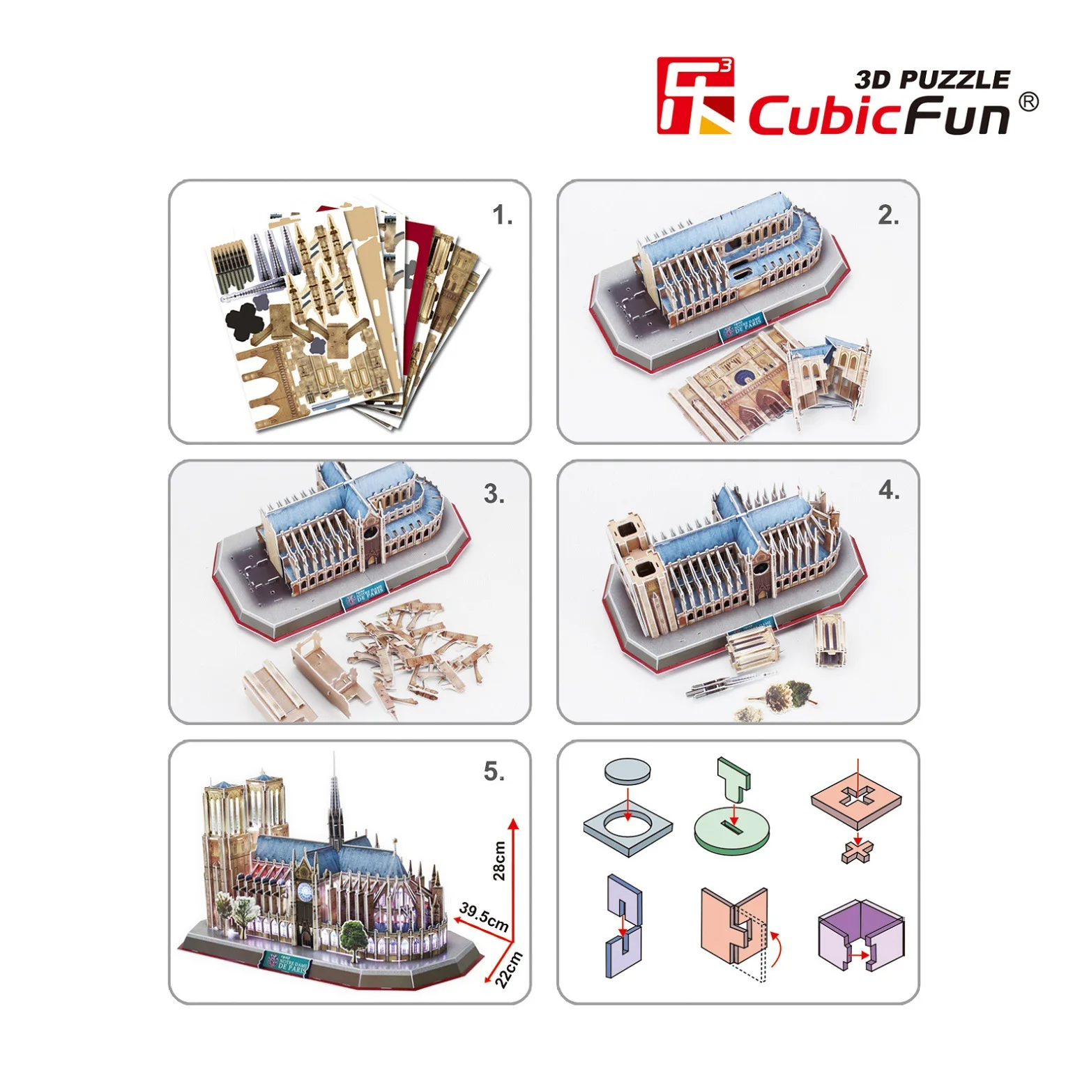 3D головоломка DIY игрушка 149 шт. светодиодный светильник Нотр Дам де Пари бумажная