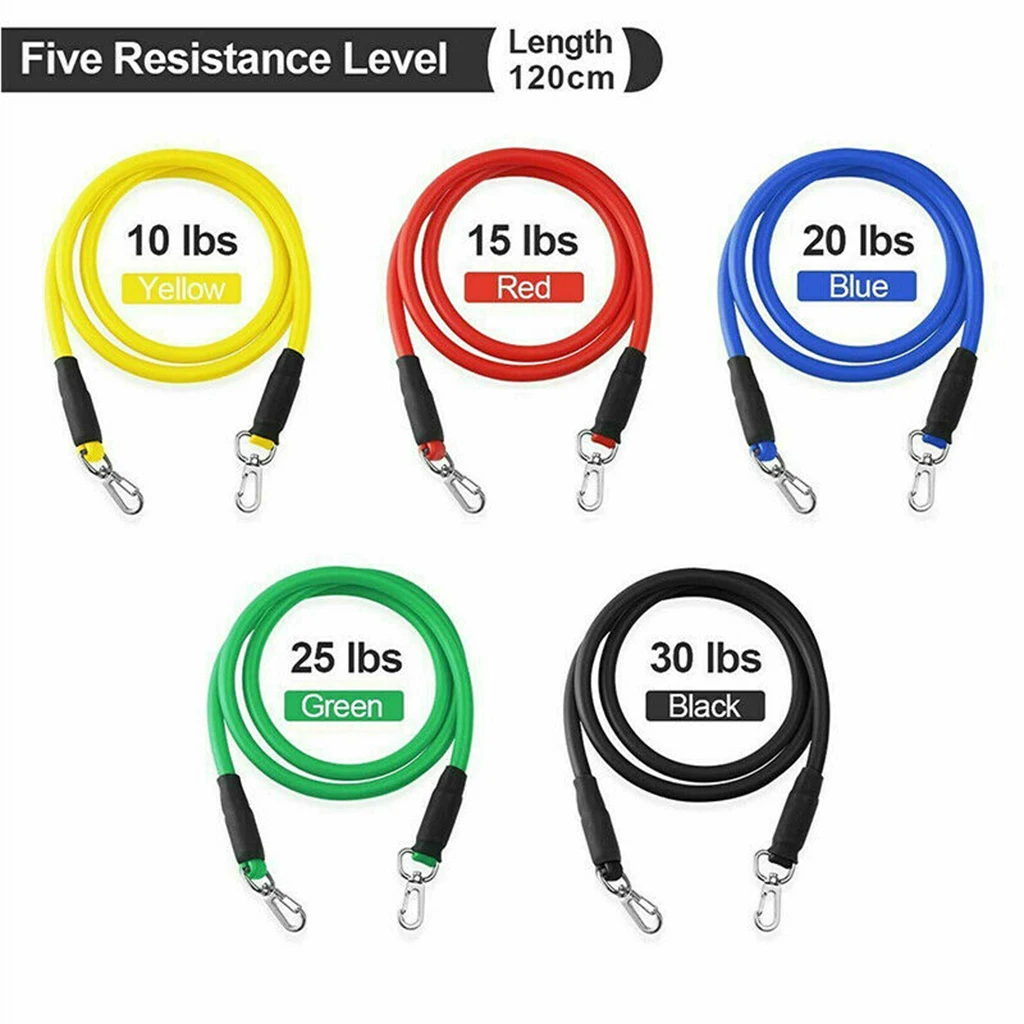 11pcs Resistance Bands Set Pull Rope Home Gym Workout Fitness Elastic Exercise