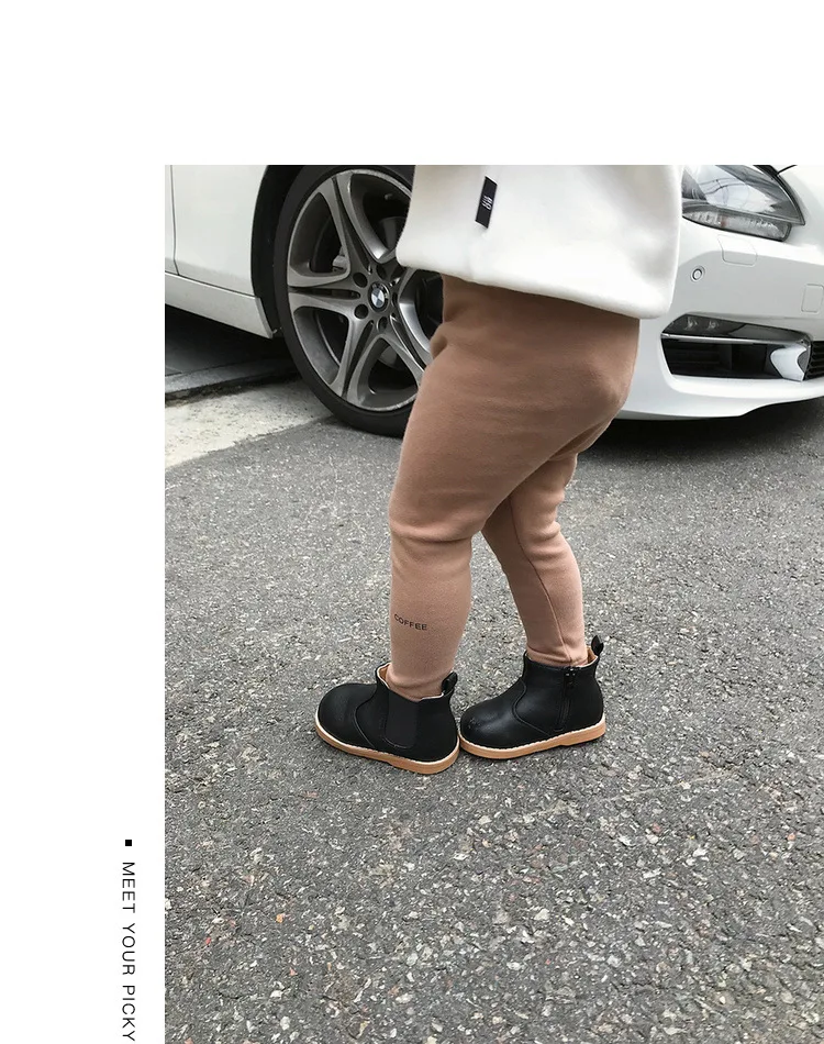 Warm Winter Leggings Toddler Girl Pants Hot Sale Children Clothes Thick Fleece Infant Trousers - Цвет: Coffee