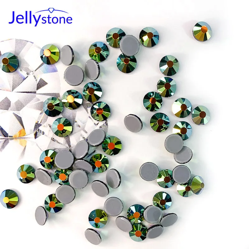 

Shine Hot Fix Rhinestones Jet AB Black Iron On Rhinestones For Clothes SS6 SS10 SS16 SS20 SS30 Glass Crystal AB HotFix Stone