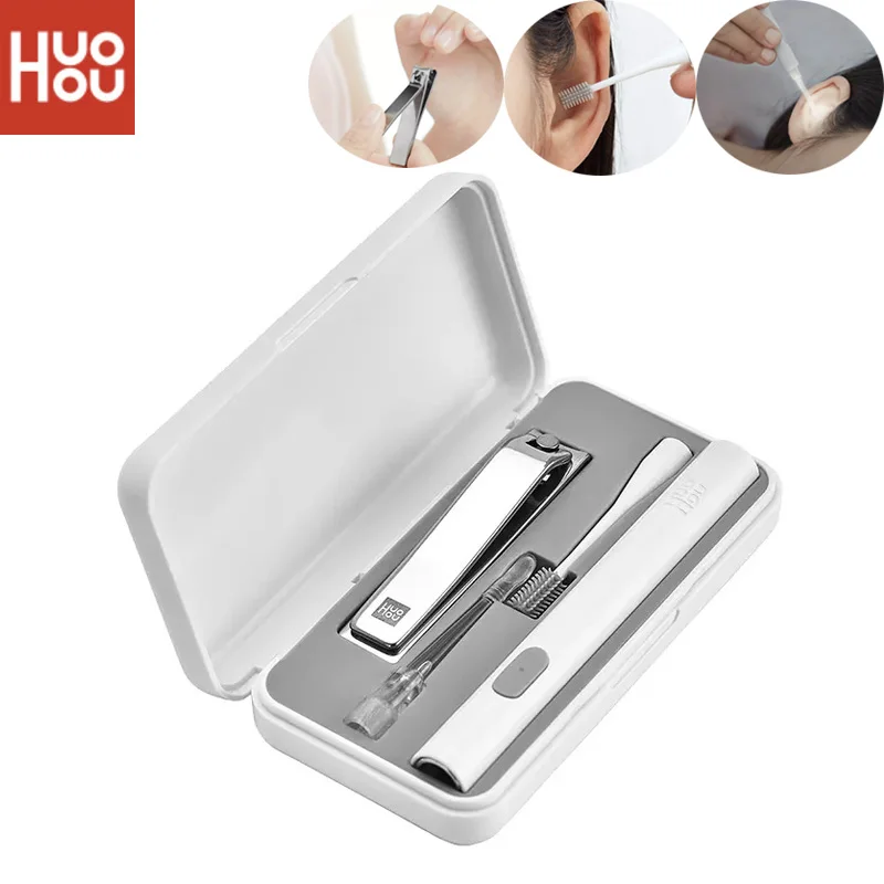 HUOHOU светодиодный портативный USB ушной набор для ухода за ногтями щетка для чистки ушей набор инструментов для удаления воска с светоди…
