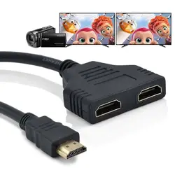 HD-MI Compatible Splitter Cable HD 1080P Video Switcher Adapter 1 Input 2 Output Port Hub For X-box PS3/4 DVD HDTV PC Laptop TV