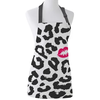 

Cow Black White Spots Pink Lip Print Pattern Kitchen Apron Women Adult Female Home Cooking Baking Cleaning Aprons Bibs Home