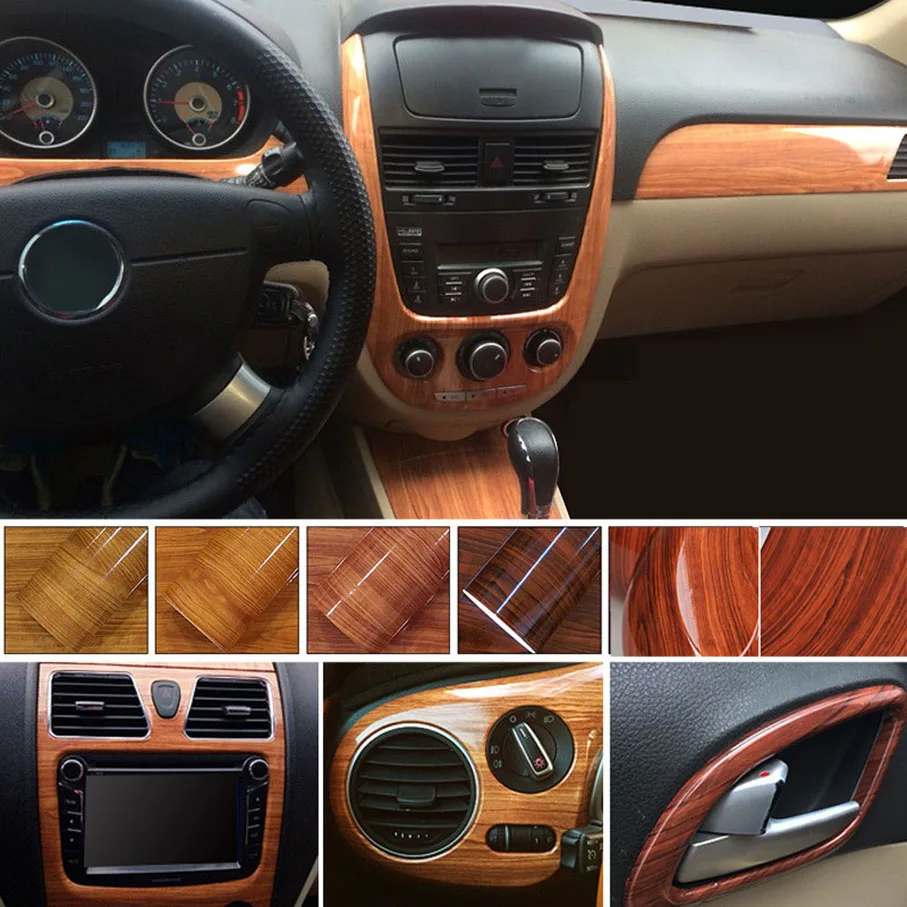 High-Glossy-Wood-Grain-Vinyl-Sticker-Car-Home-Decal-Wrap-Roll-Film-self-adhesive-Internal-Decoration副本