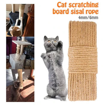 

4/6mm 50m Cat Scratcher Rope Natural Jute Rope Replacement Cat Scratching Post Tree Toy DIY Craft Handmade Decoration