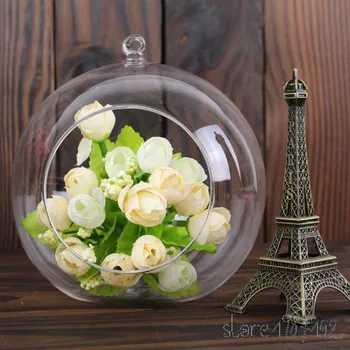 

12pcs 6/8cm Tiny Hot Clear Glass Globes With 1 Hole Flower Hanging Vase Hydroponic Home Office Wedding Decor