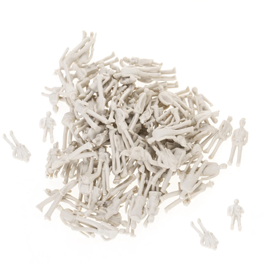 100pcs Unpainted Model Train People Figures Passenage 1:75 HO Scale
