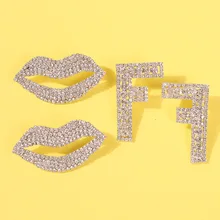 Jouval, роскошный кристалл, большой рот, губы F, серьги с буквой для женщин, Панк Стразы, серьги-гвоздики, женские модные ювелирные изделия, Brincos