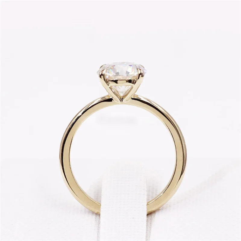 CxsJeremy 2.0Ct Круглый Пасьянс Moissanite помолвка Ring14K желтое золото бриллиантовый