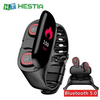 

M1 Smart Bracelet Bluetooth Earphone 2 in 1 Fitness Tracker Smart Watch Heart Rate Blood Pressure Monitor Anti-lost Smartwatch