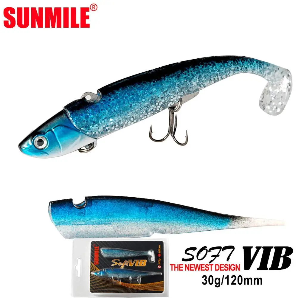 SUNMILE межсменный мягкий корпус VIB 12 см/30 г Быстрый погружающийся рыболовный воблер, блесна Easy Shiner Shads Бас Приманка Черный Гольян
