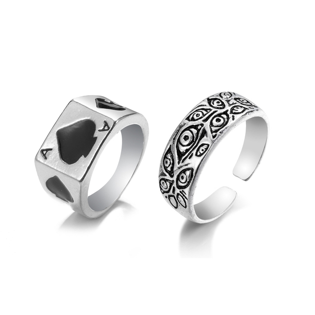 Gothic Skull Flower Angel Rings for Women Hip Hop Silver Color Butterfly Heart Finger Ring Fashion 2021 Trend Jewelry